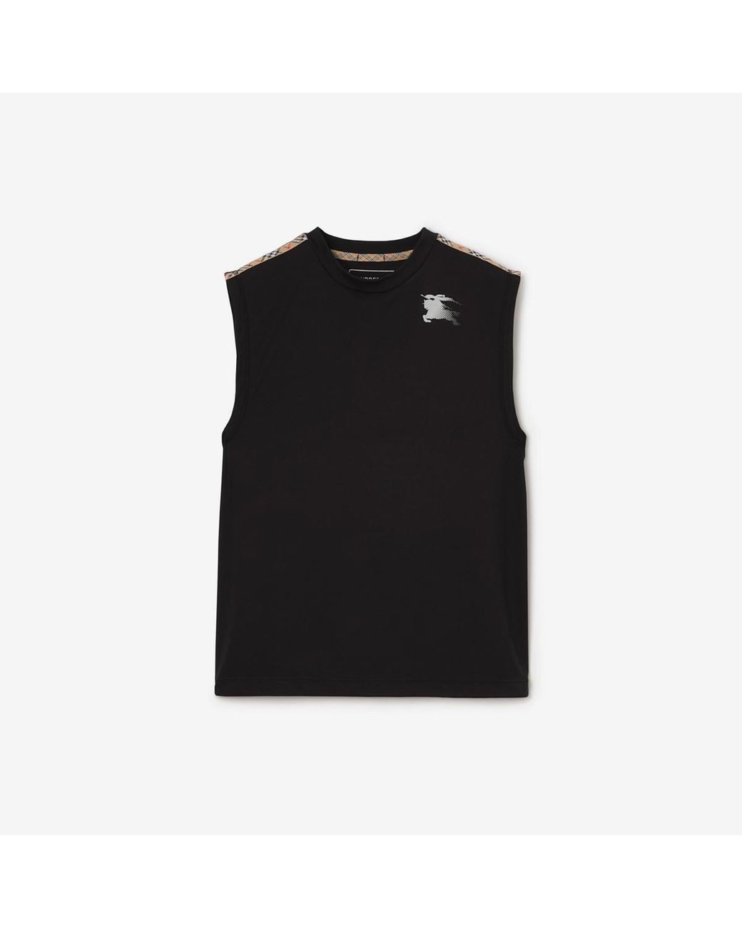 Burberry Black Check Trim Jersey Tank Top for men