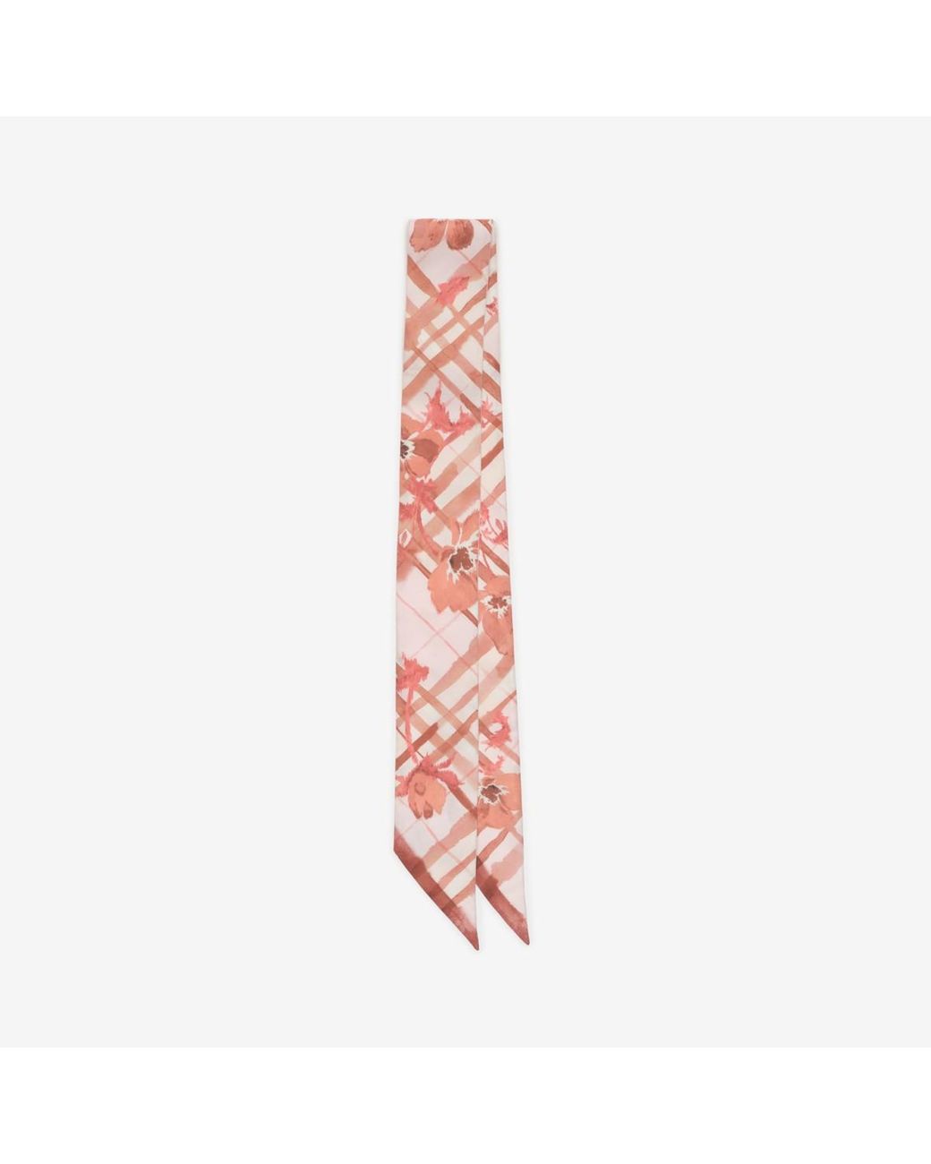 Burberry Pink Skinny Watercolour Check Silk Scarf