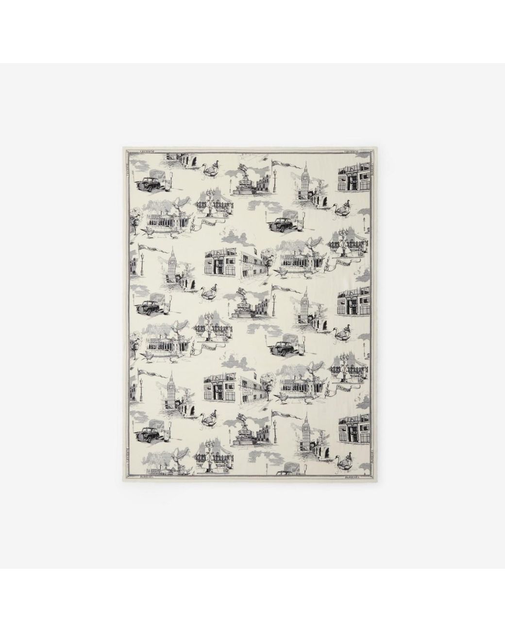 Burberry Natural London Landmarks Wool Silk Scarf