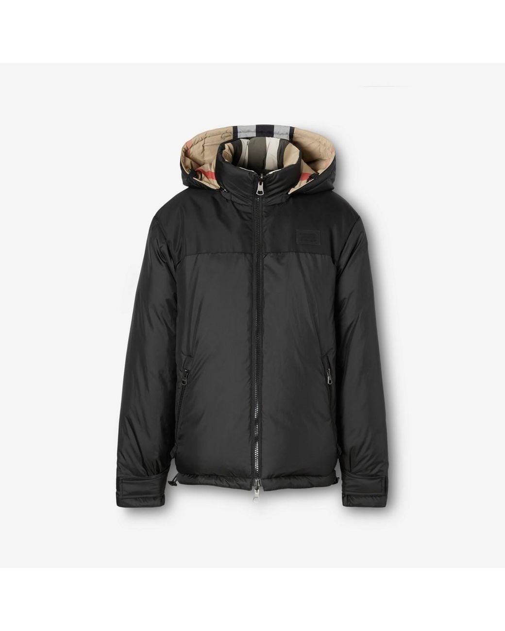 Burberry Black Reversible Check Nylon Puffer Jacket for men
