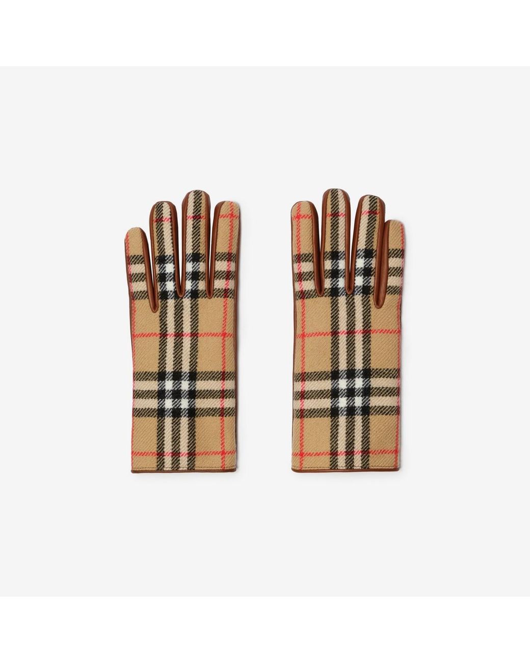 Burberry Brown Check Wool Gloves for men
