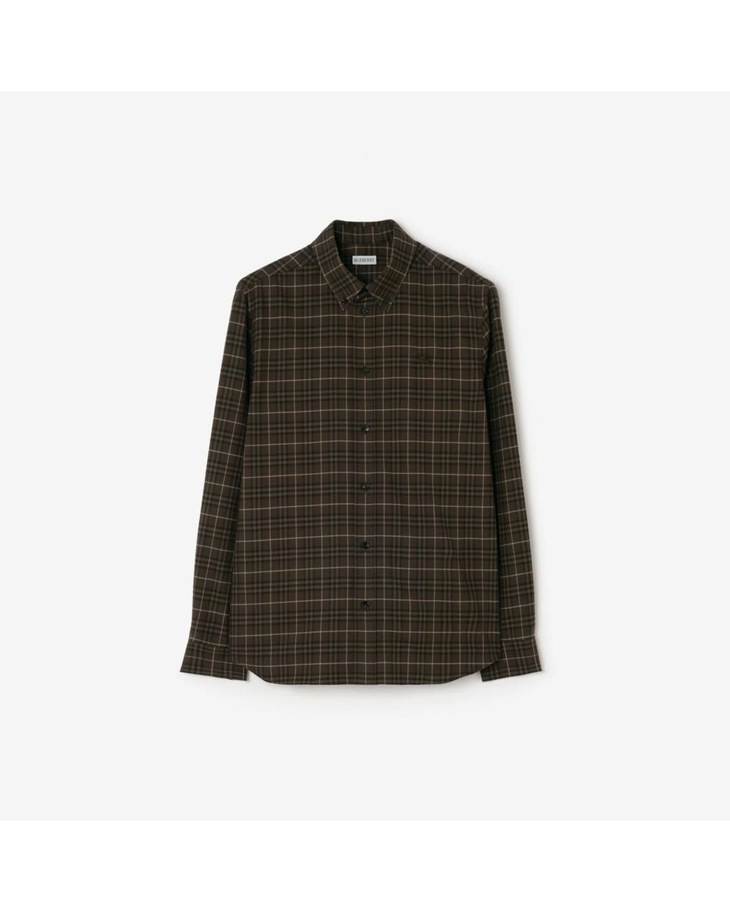 Burberry Green Relaxed Fit Check Cotton Shirt for men