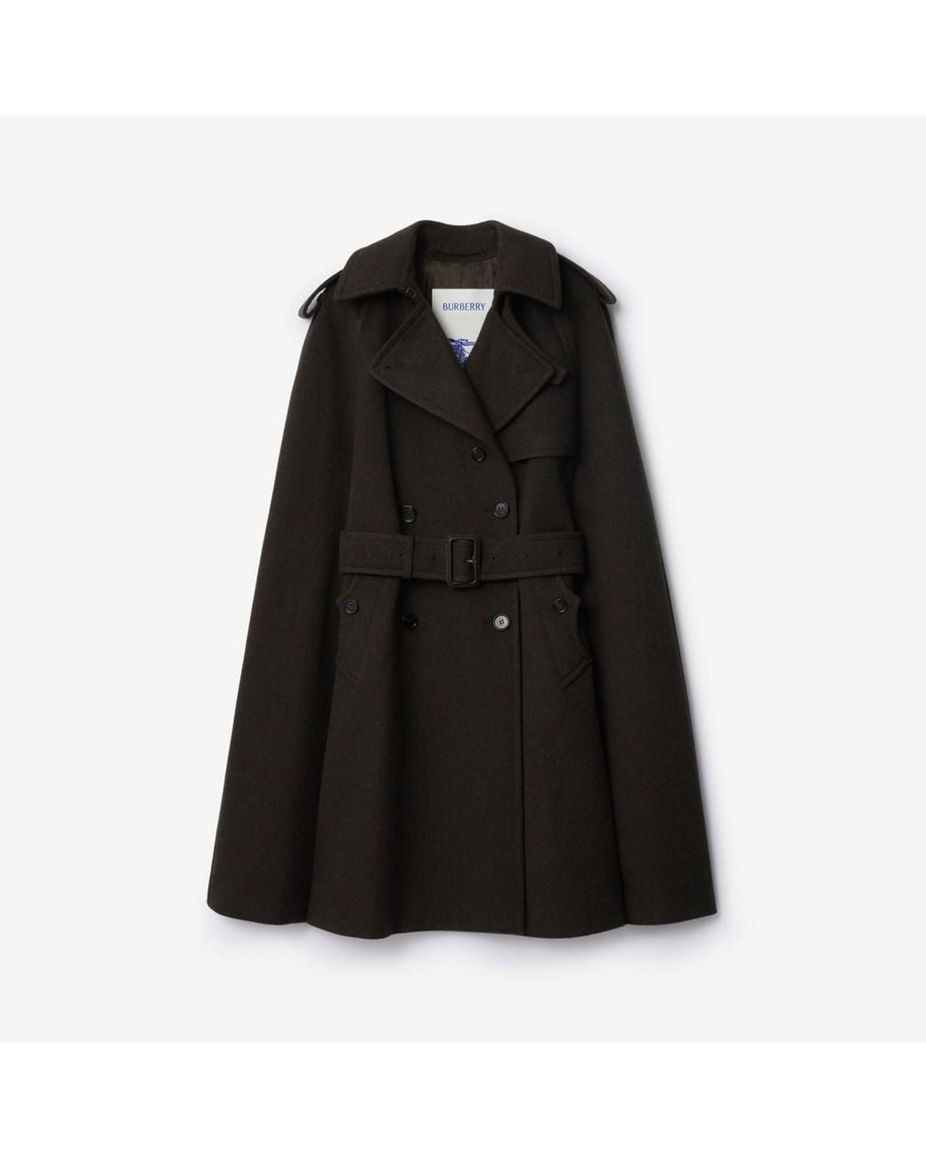 Burberry Black Cashmere Belmont Trench Cape