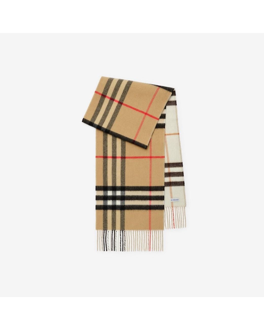 Burberry Natural Reversible Check Cashmere Scarf