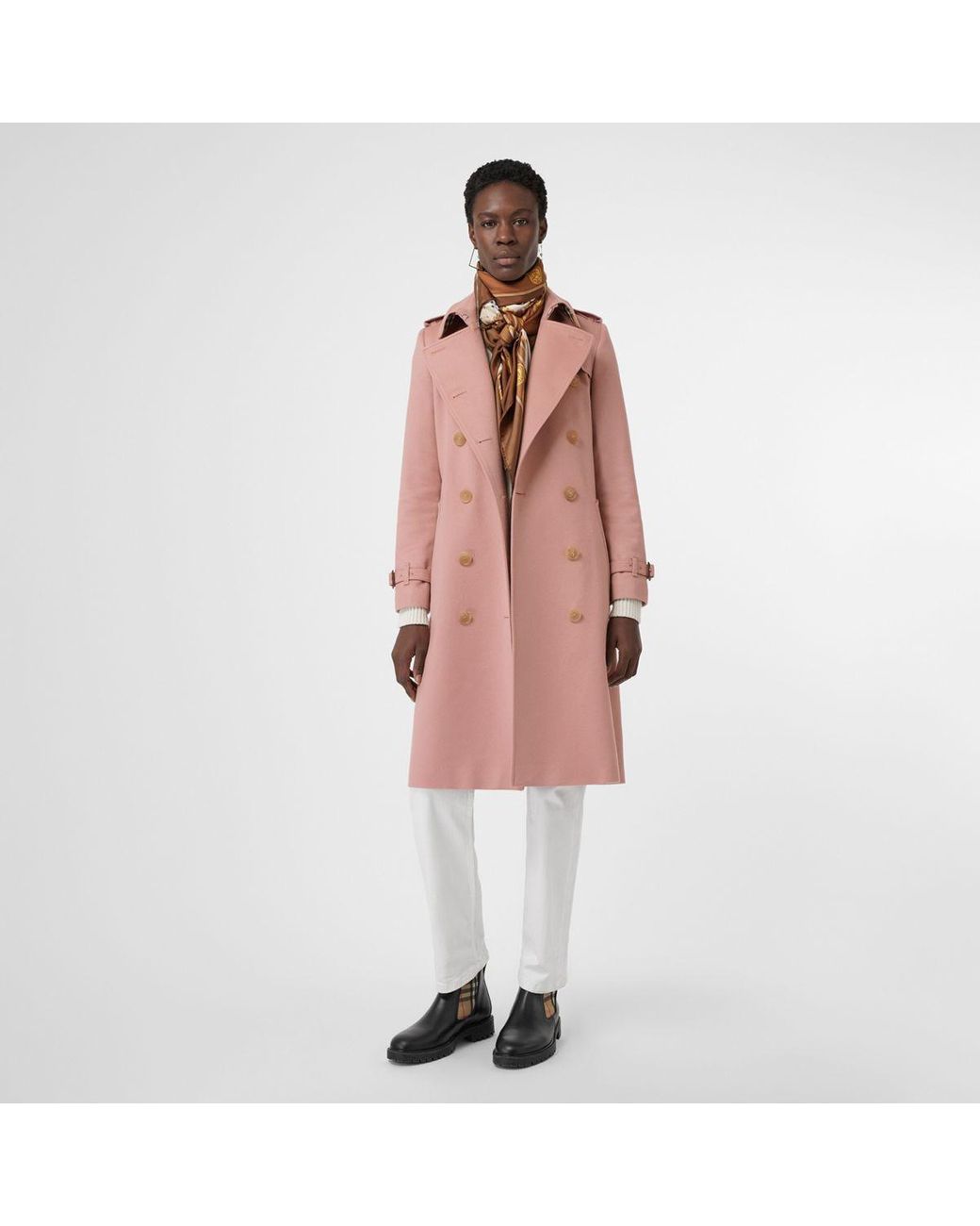 Burberry Cashmere Trench Coat in Chalk Pink (Pink) | Lyst