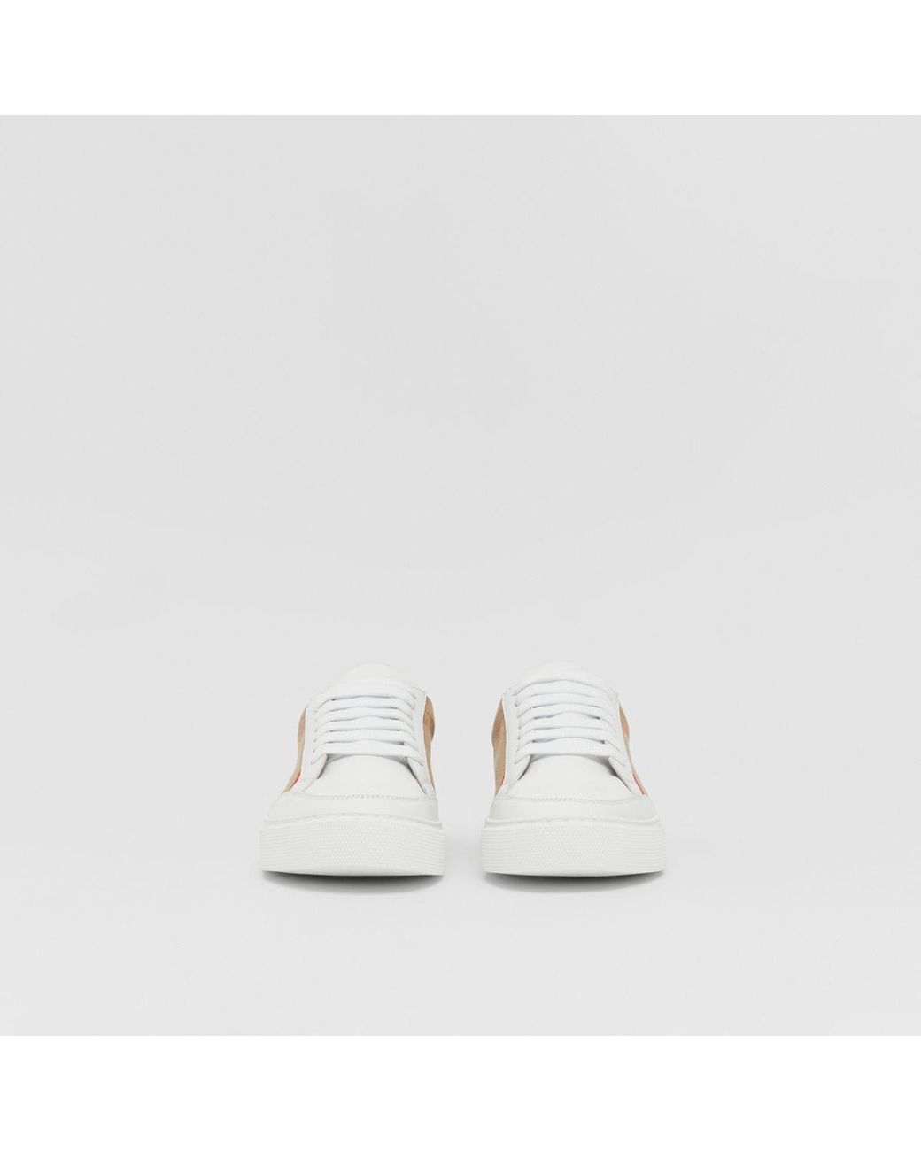 burberry house check and leather sneakers