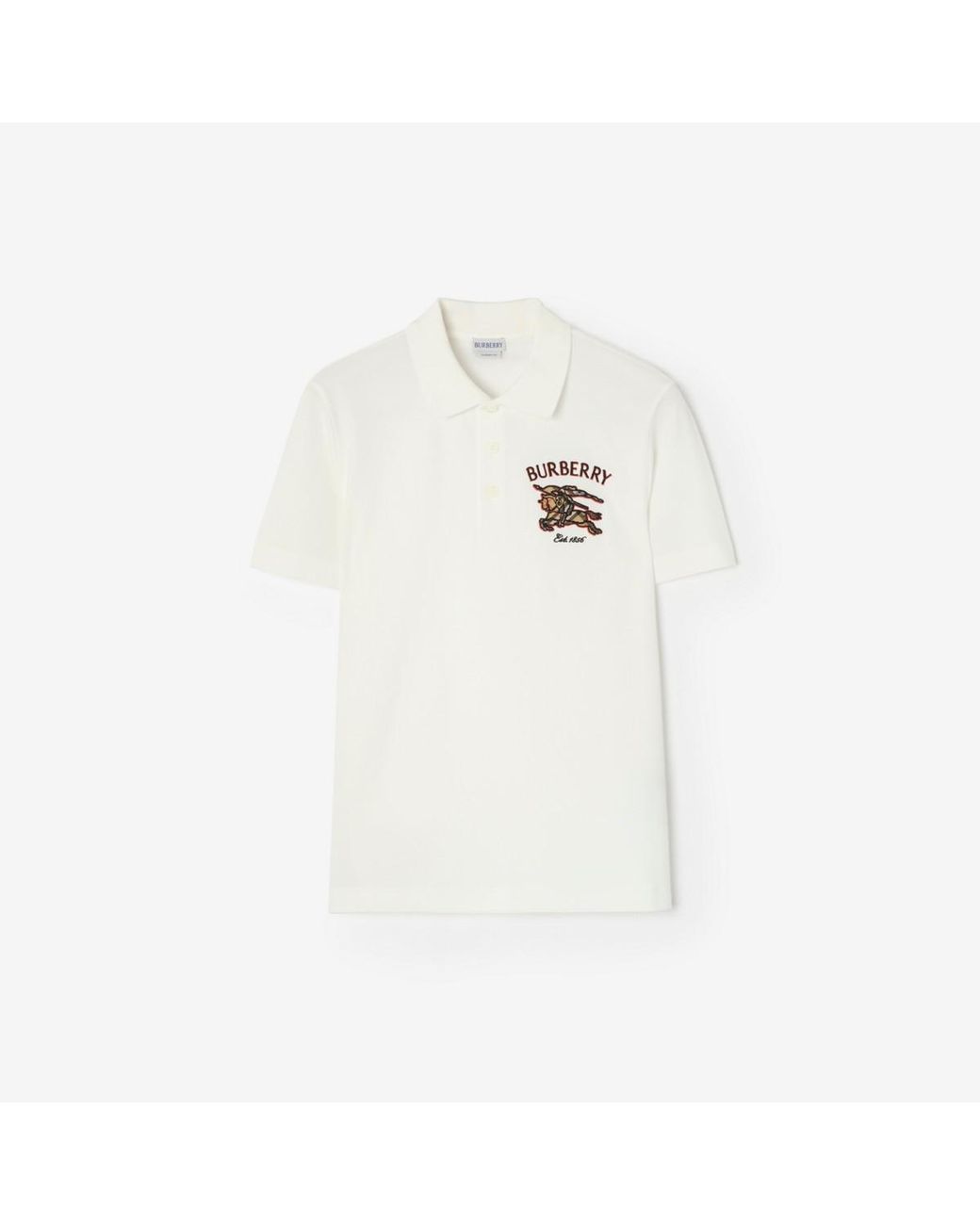 Burberry White Knight Check Cotton Polo Shirt for men
