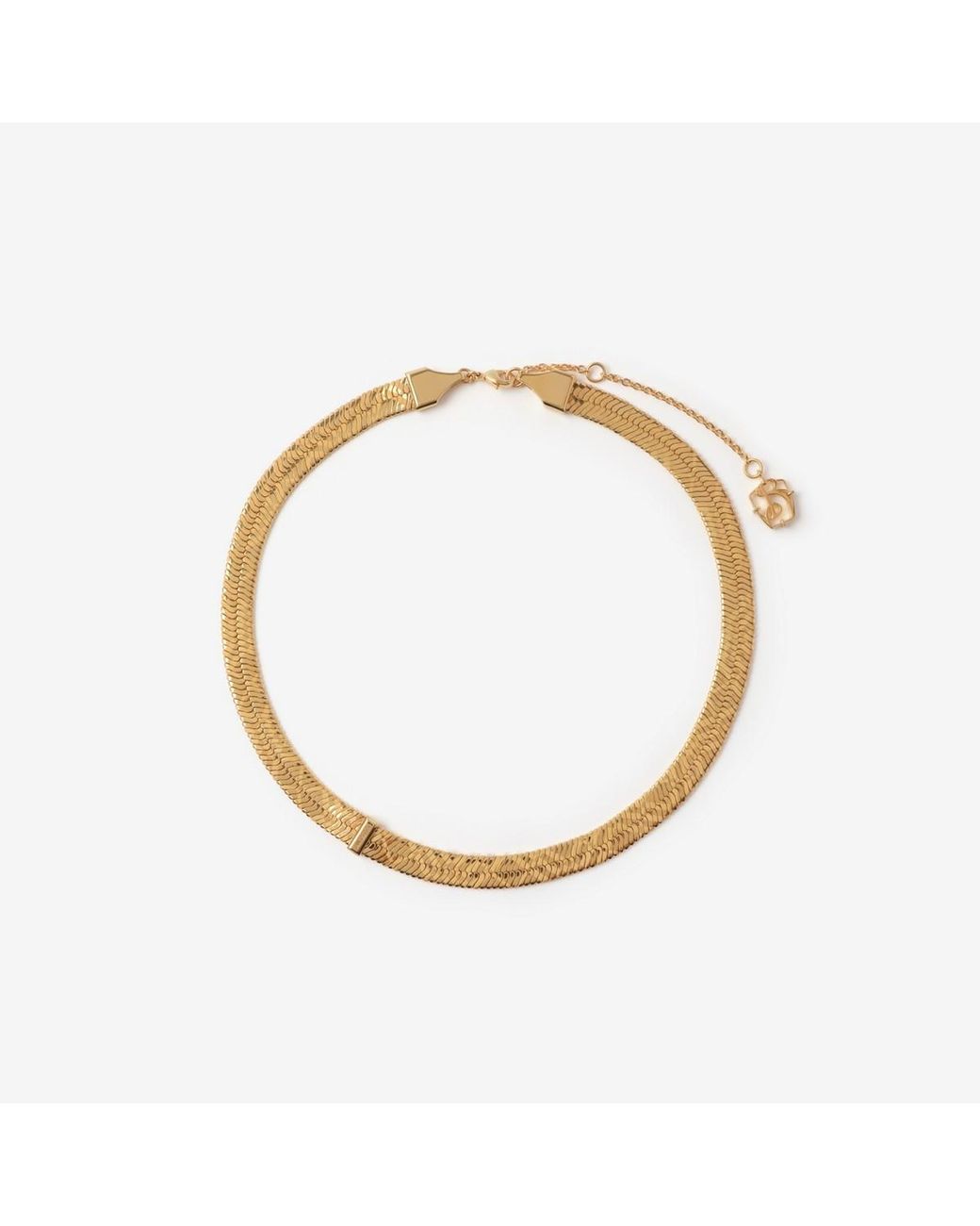 Burberry Metallic Engraved Check Necklace