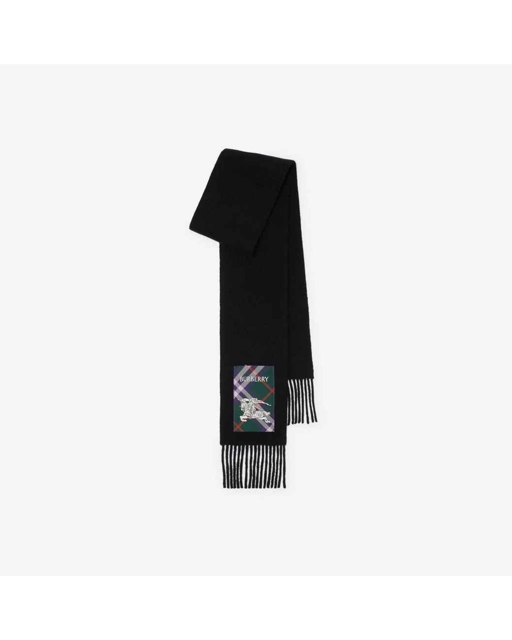 Burberry Black Check Label Cashmere Scarf