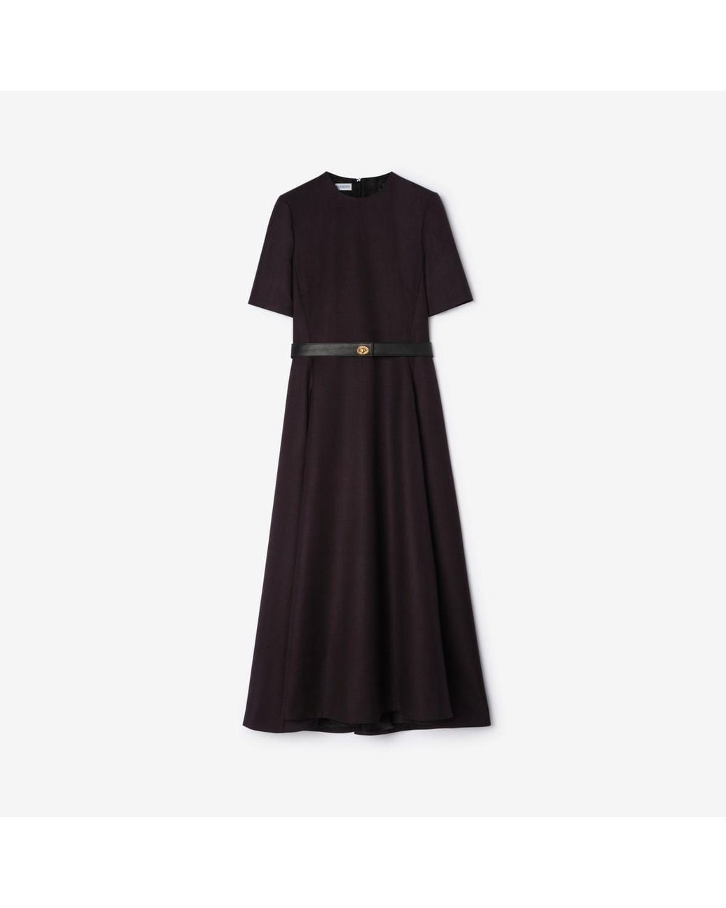 Burberry Black Belted Check Wool Dress
