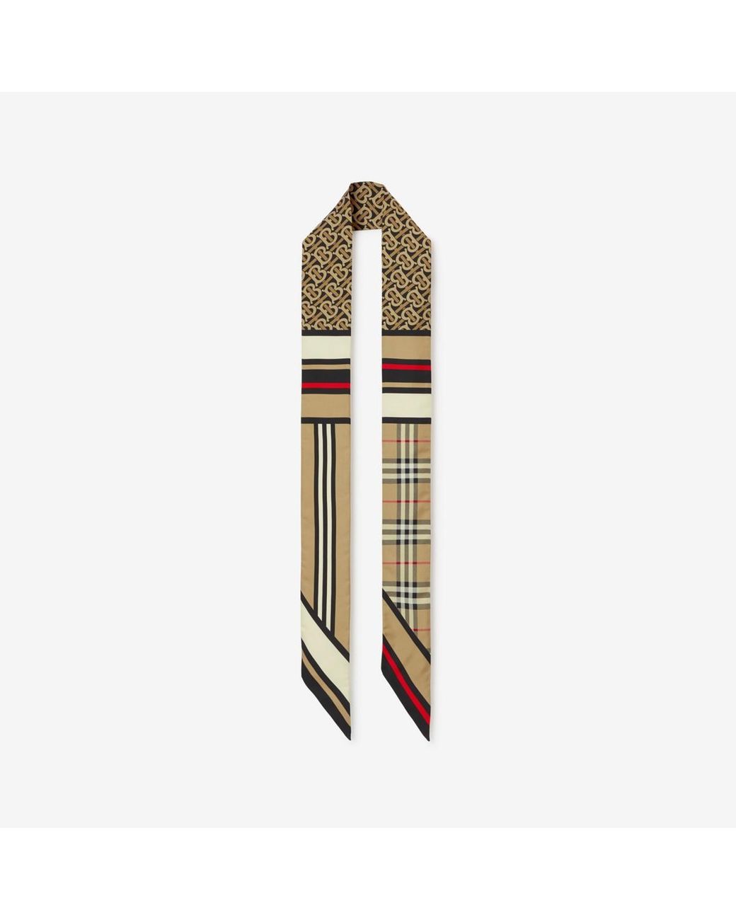 Burberry Metallic Skinny Montage Silk Scarf