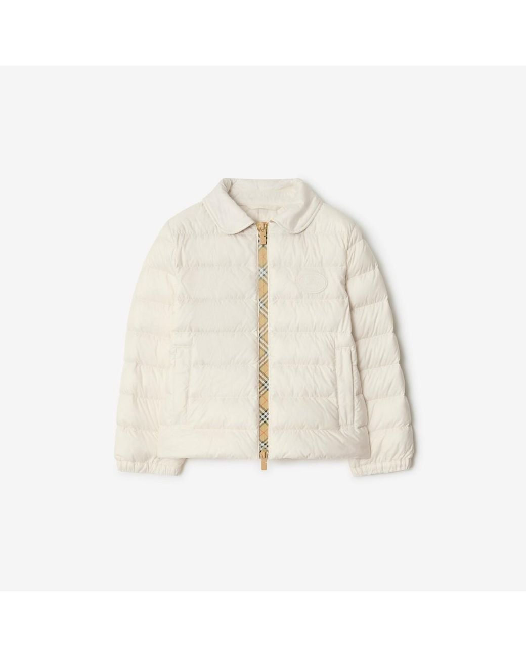 Burberry Natural Childrens Checker-Tape Nylon Puffer Jacket