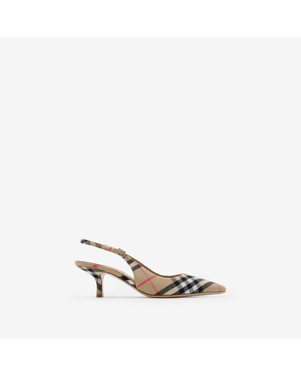 Burberry Metallic Check Dame Slingback Pumps
