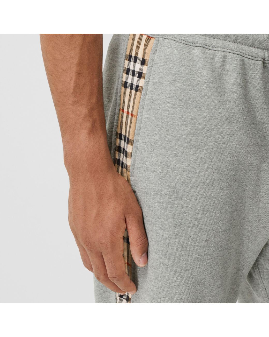 Vintage check panel cotton jogging pants new arrivals