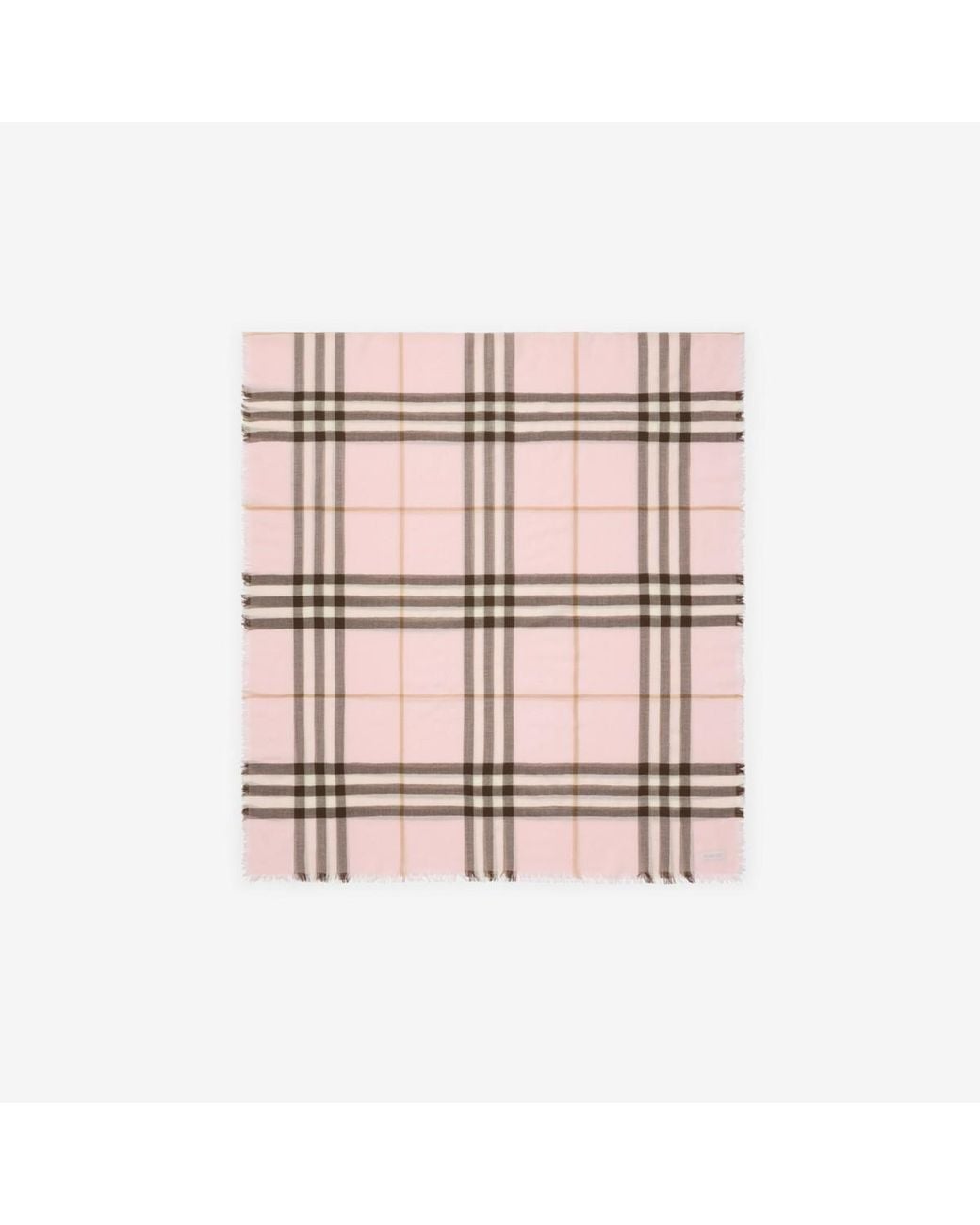 Burberry Pink Wide Check Wool Scarf