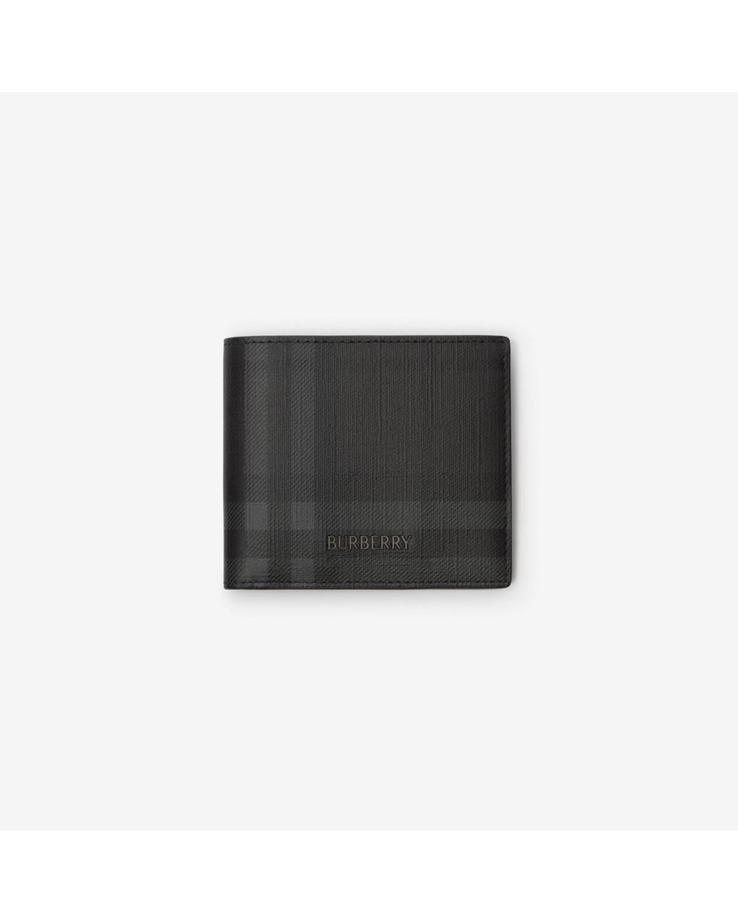 Burberry Black City Check Bifold Coin Wallet for men