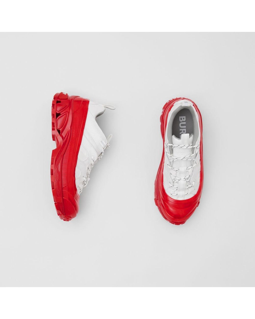 Burberry Nylon And Suede Arthur Sneakers in Red | Lyst