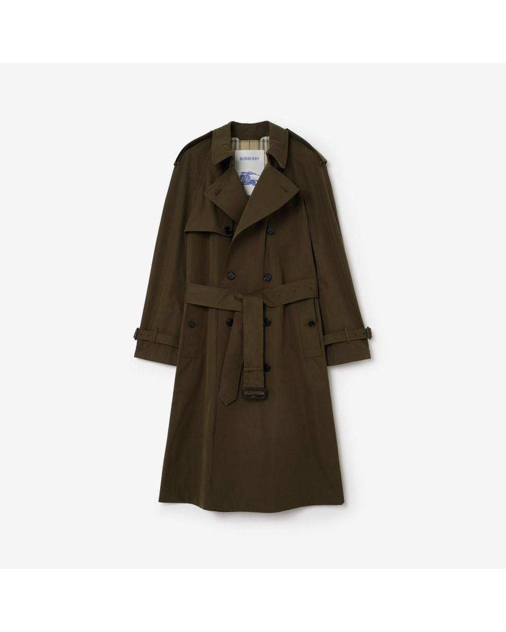 Burberry Green Long Lightweight Cotton Trench Coat for men
