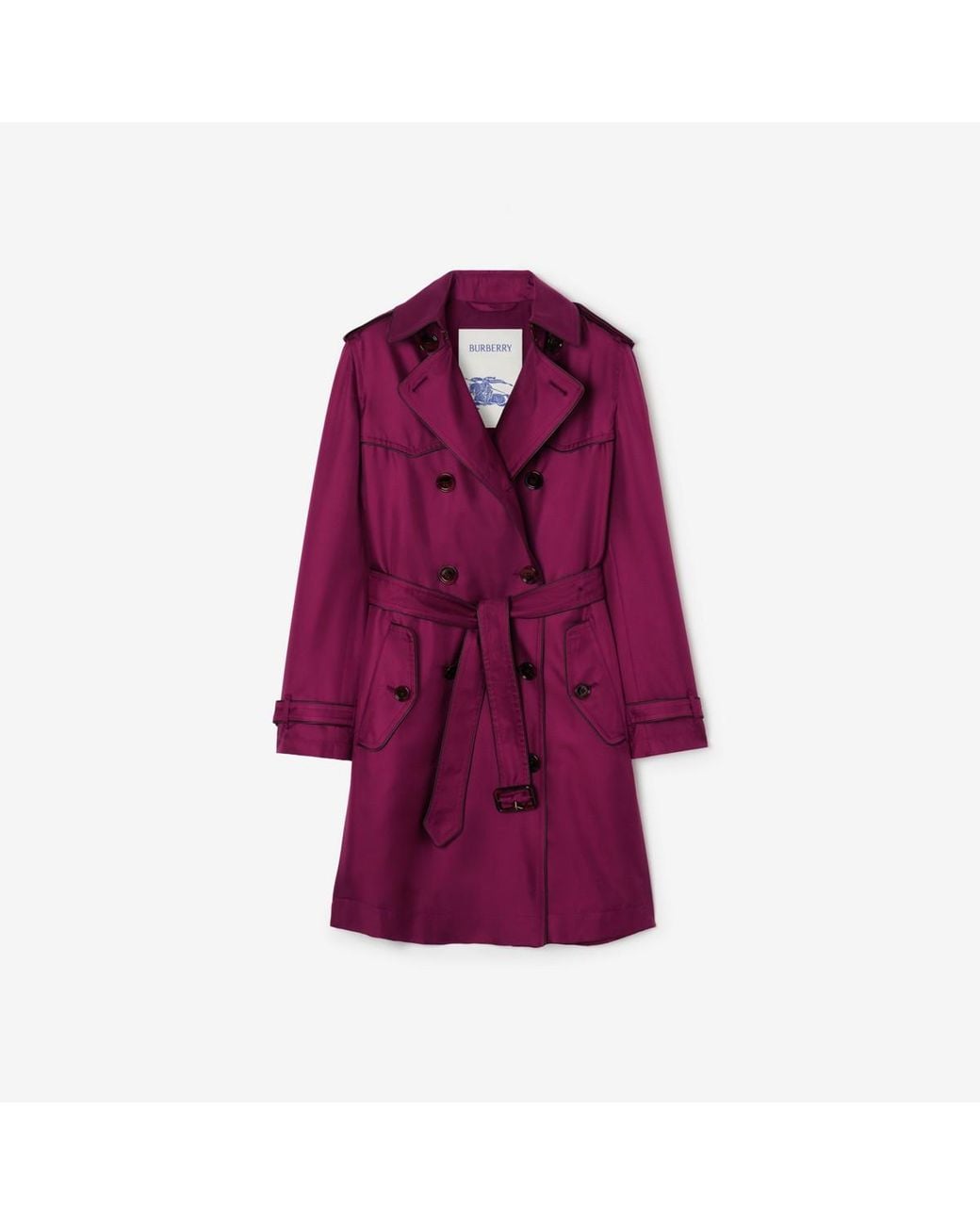 Burberry Purple Long Silk Foxfield Trench Coat