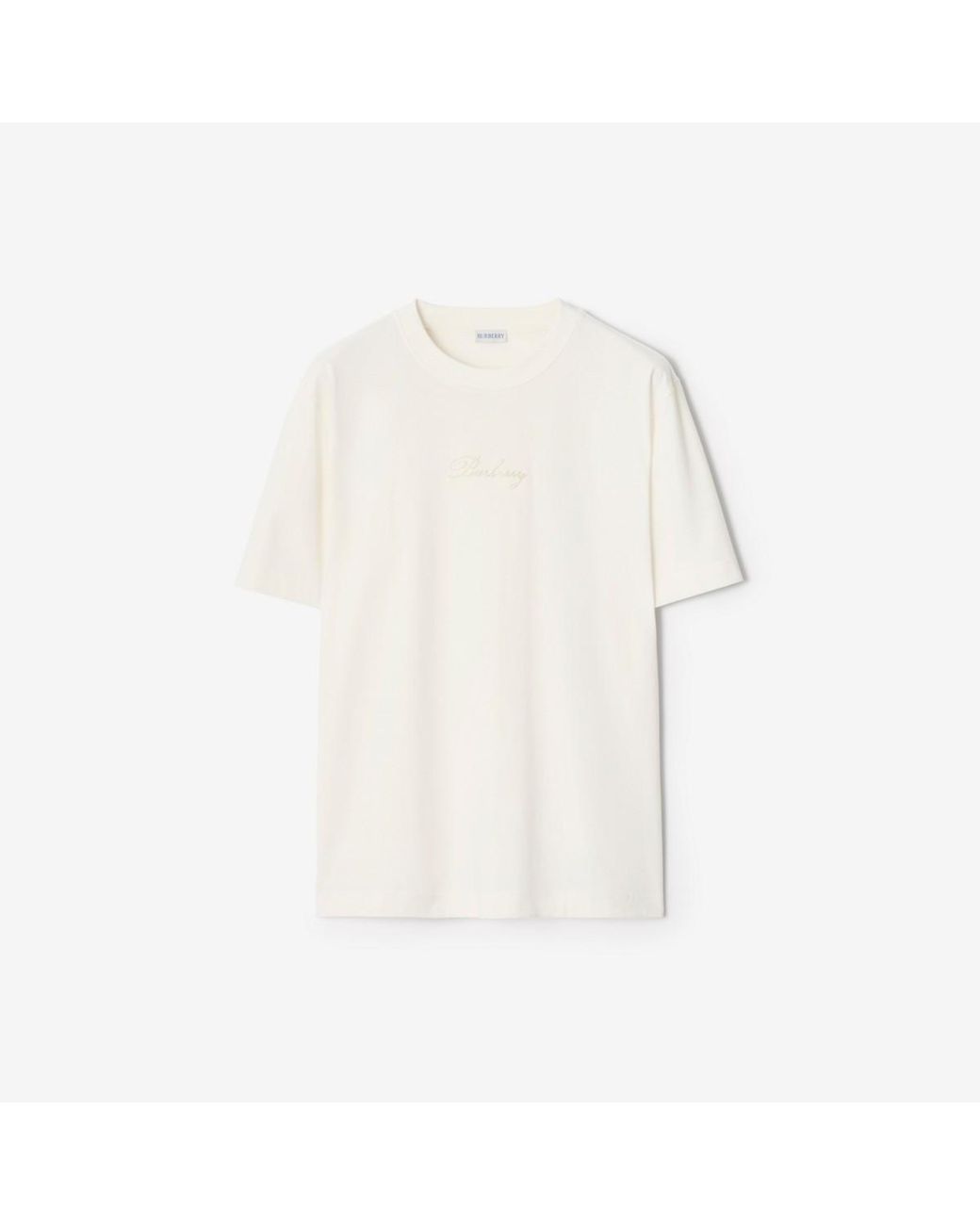 Burberry White Check Cursive Logo Cotton T-Shirt for men