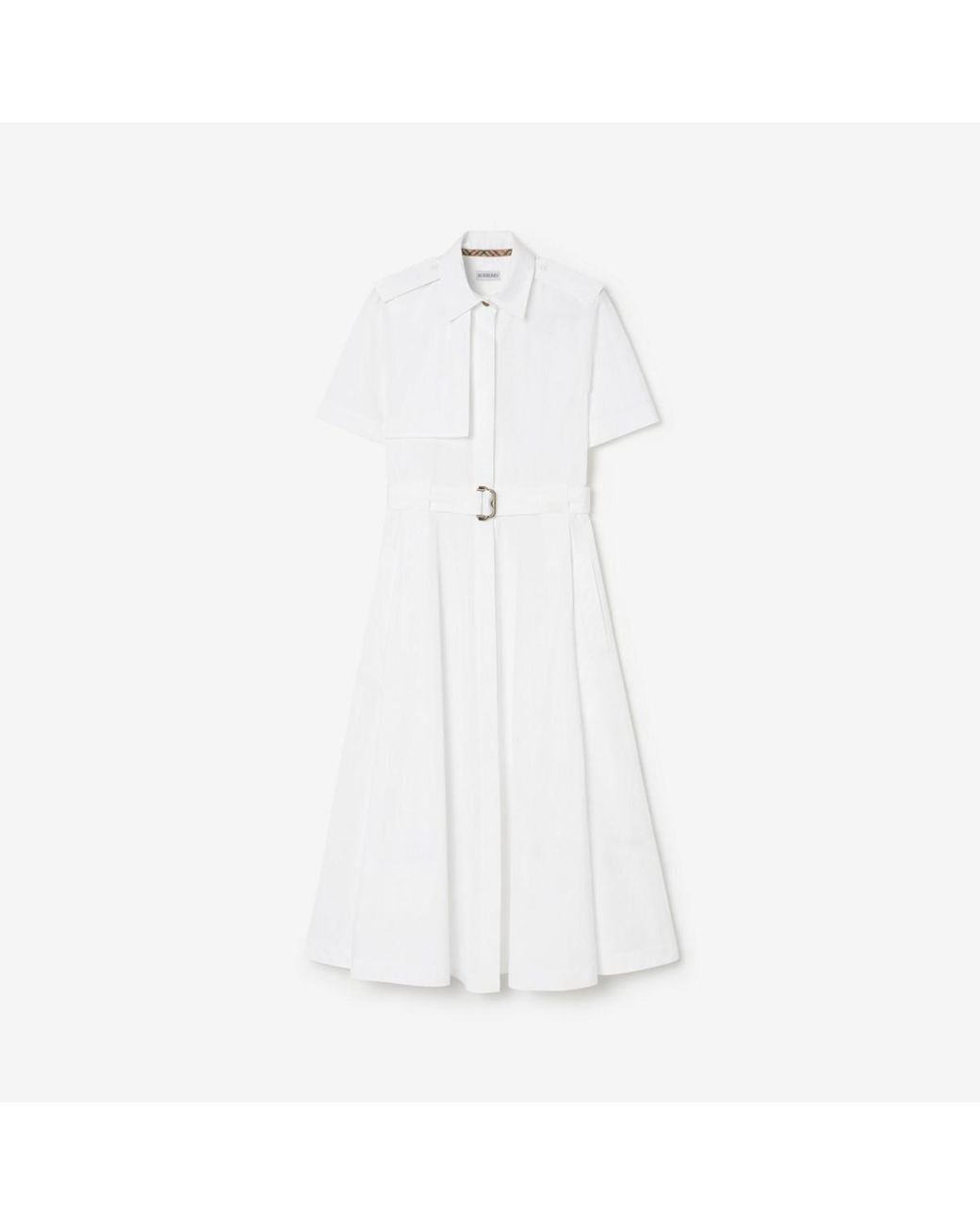 Burberry White Cotton Poplin Shirt Dress