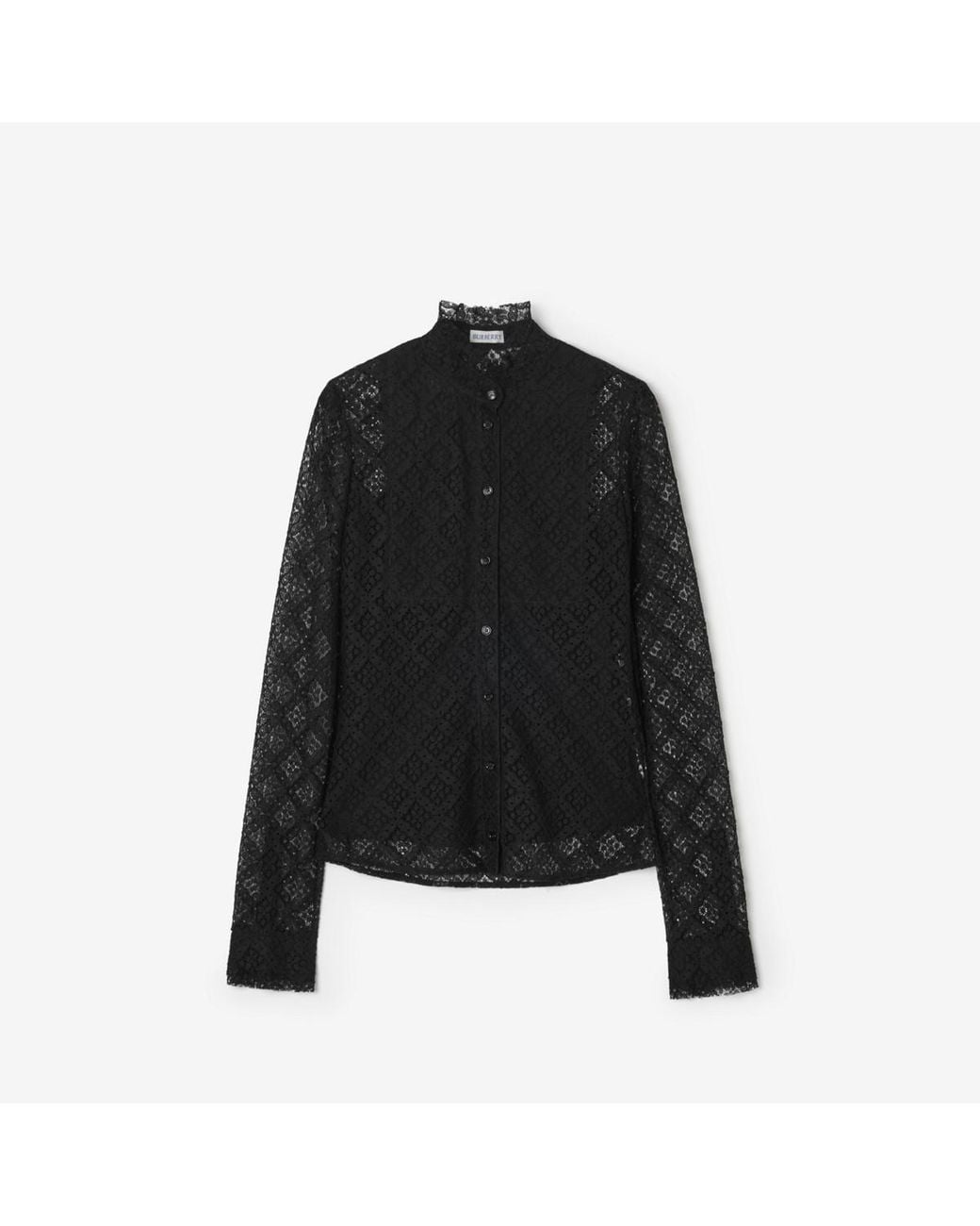 Burberry Black Check Lace Blouse