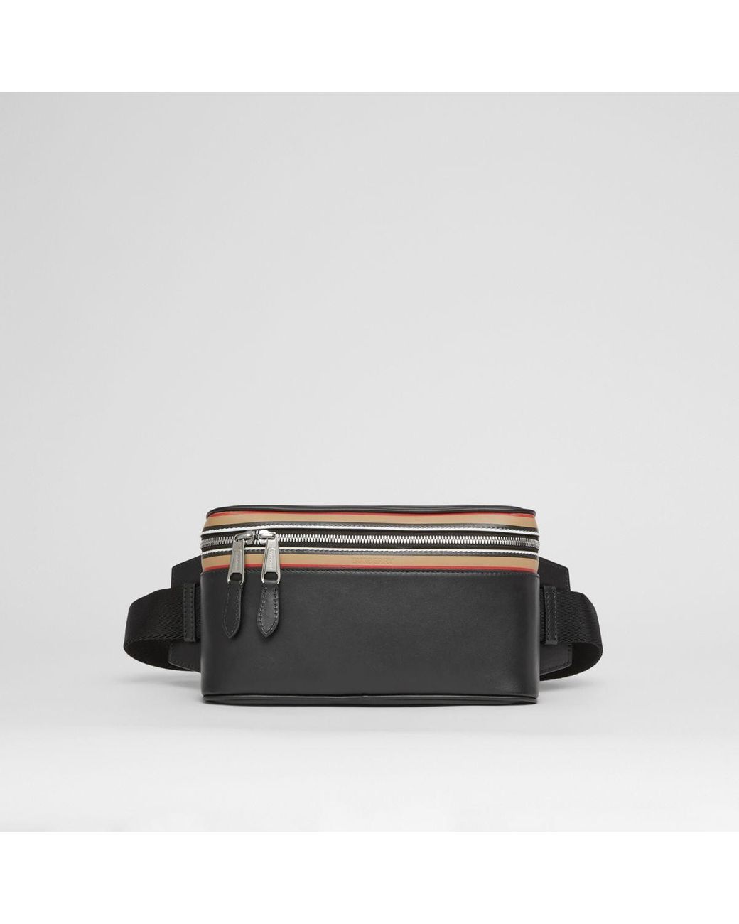 Burberry Icon Stripe Print Leather Cube Bum Bag in Black for Men ...