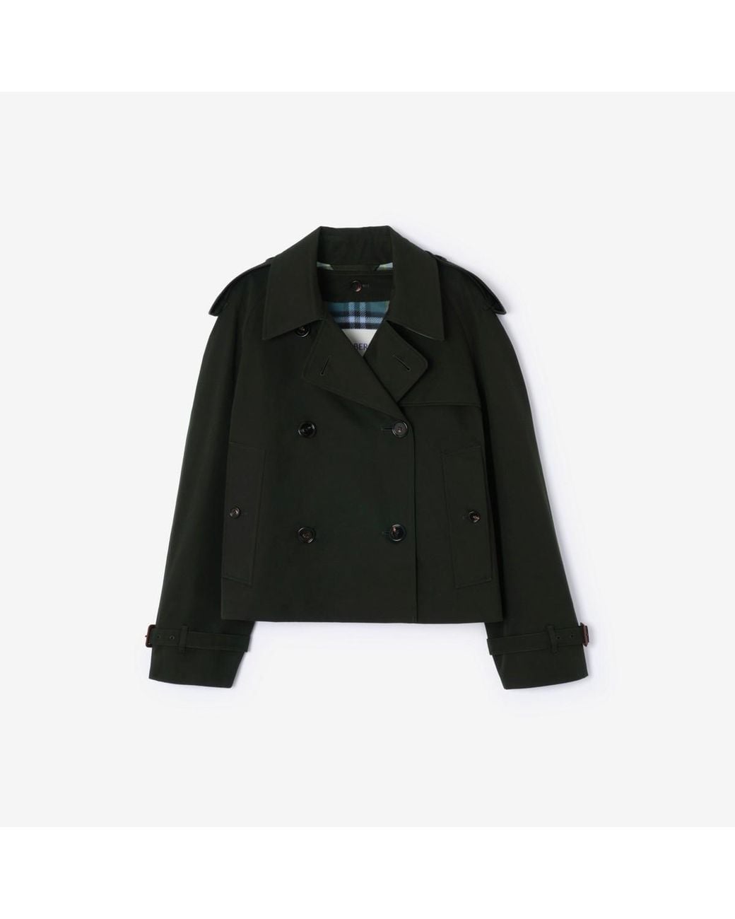 Burberry Black Cropped Gabardine Mayfair Trench Jacket With Warmer