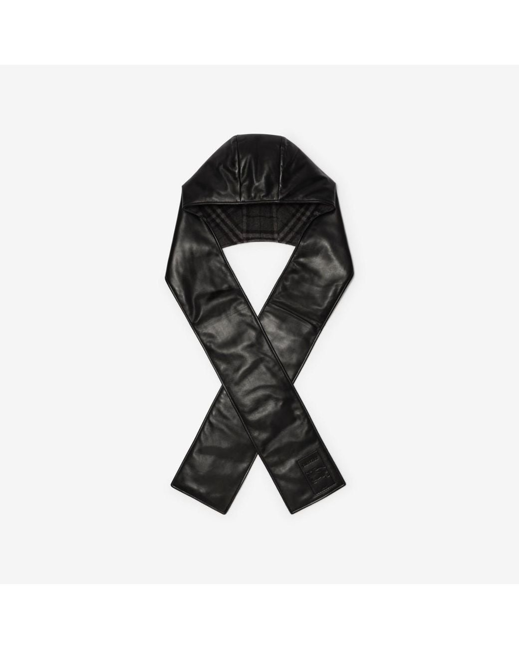 Burberry Black Leather Hooded Scarf