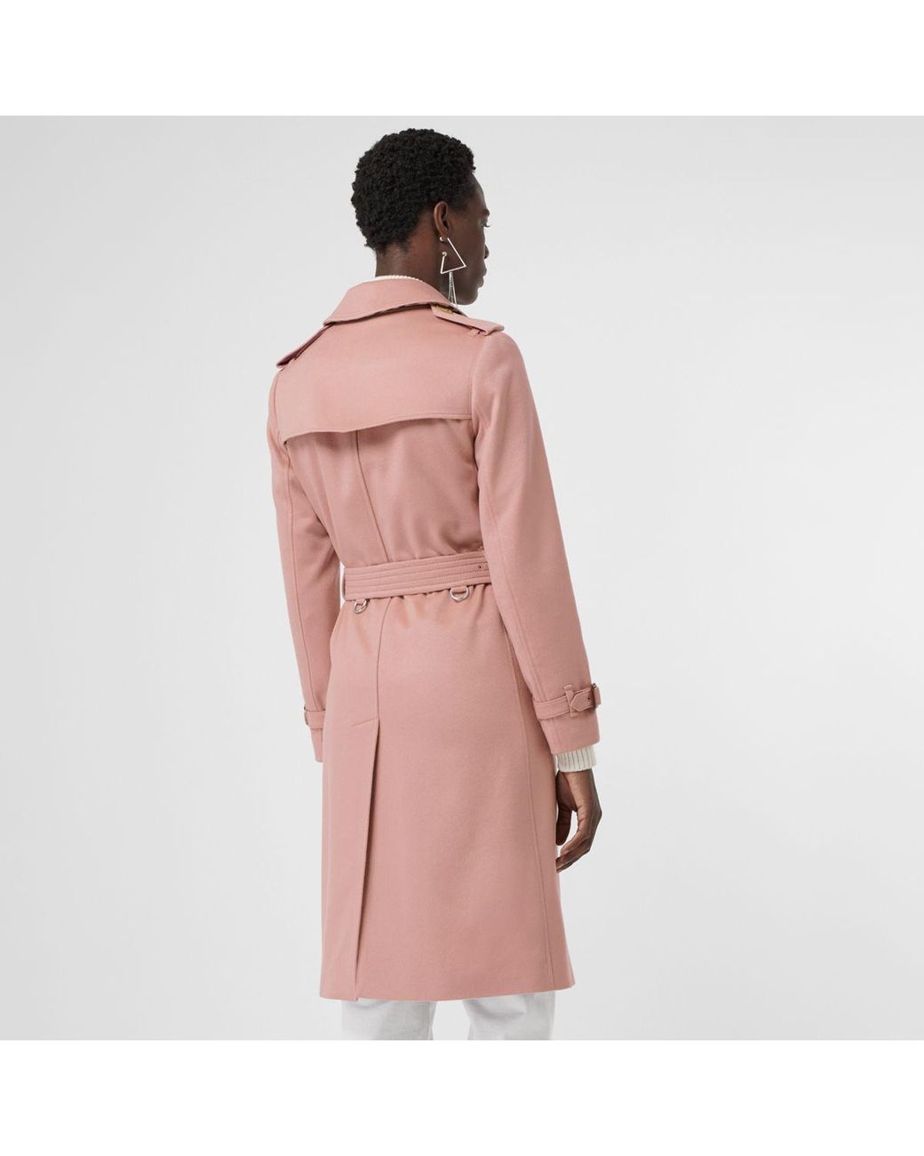 Burberry Cashmere Trench Coat in Chalk Pink (Pink) | Lyst