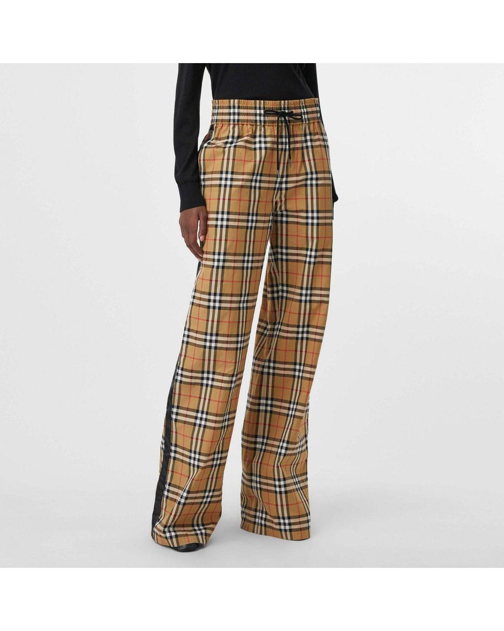 Burberry Cotton Vintage Check Drawcord Trousers | Lyst