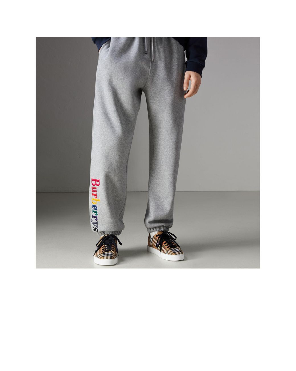 Burberry Cotton Rainbow Logo Sweatpants in Grey Melange (Grey) for Men |  Lyst UK