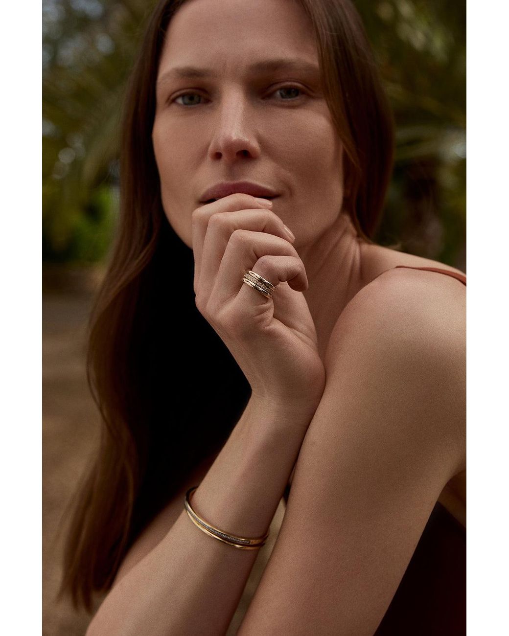 BY PARIAH Triple & Diamond Pinky Ring Stack in Metallic | Lyst UK
