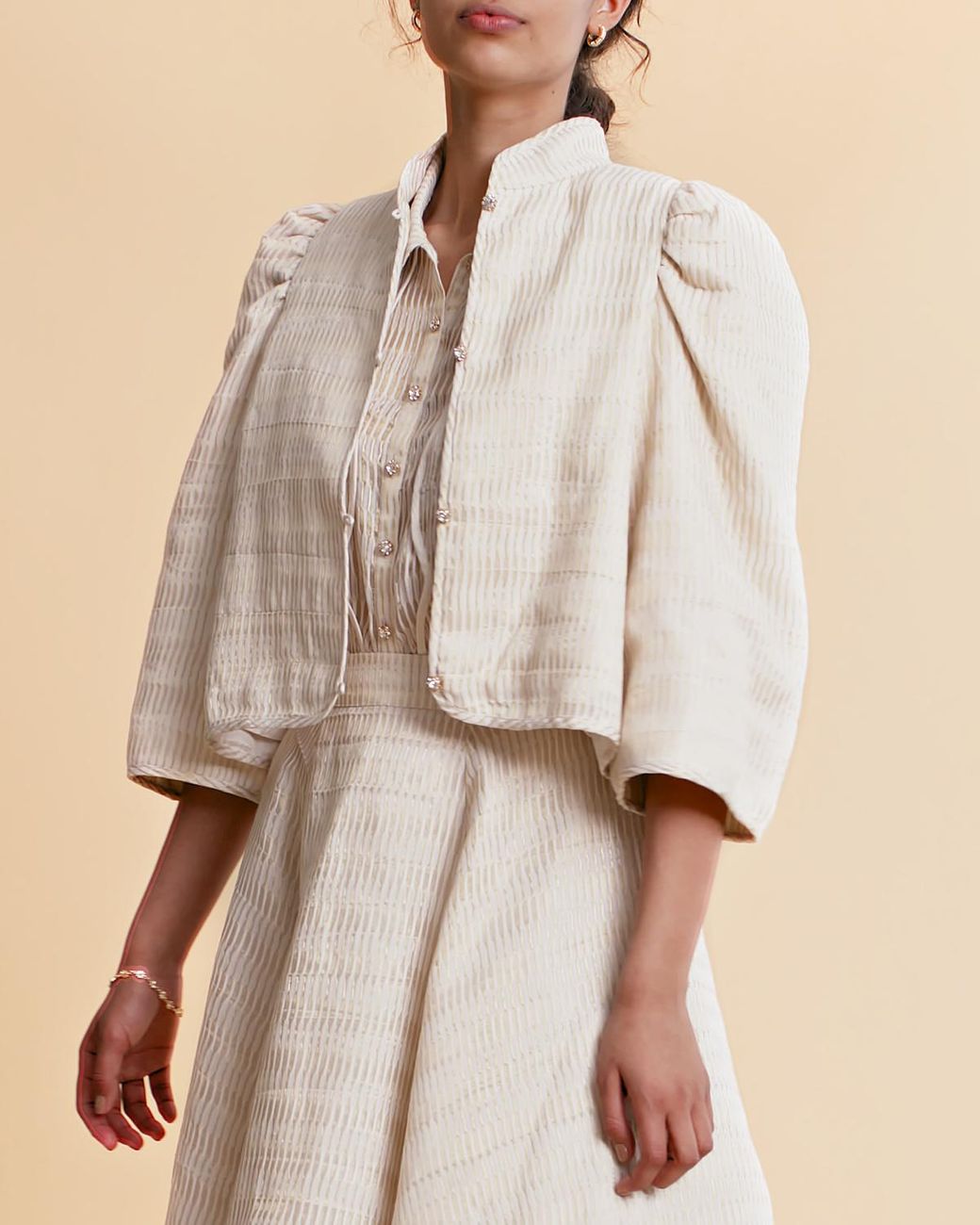 byTiMo Golden Organza Jacket in Natural | Lyst