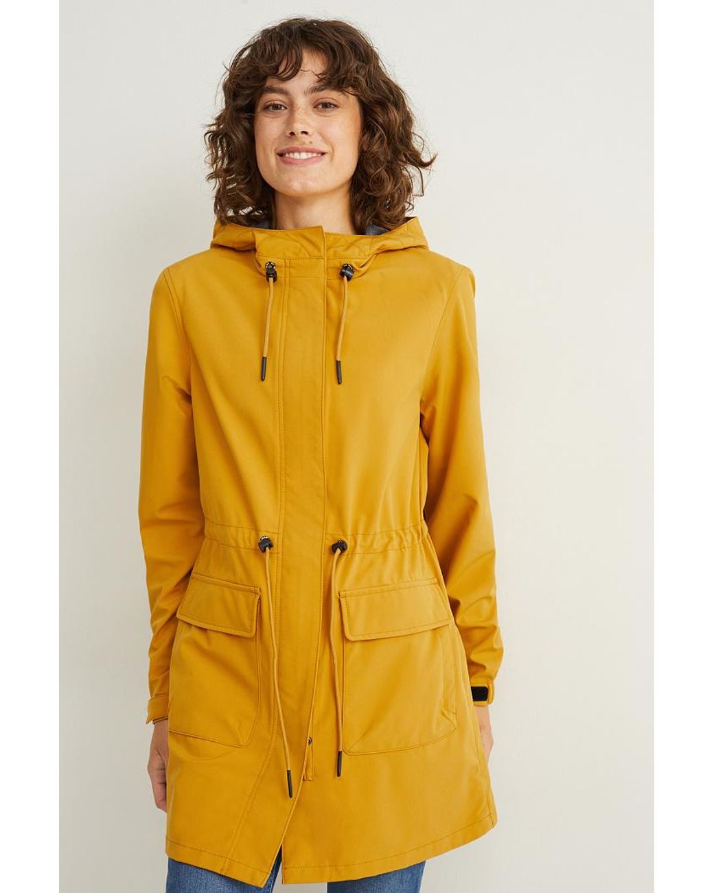 Manteau à coquille souple à capuche-4 Way Stretch C&A en coloris Jaune |  Lyst