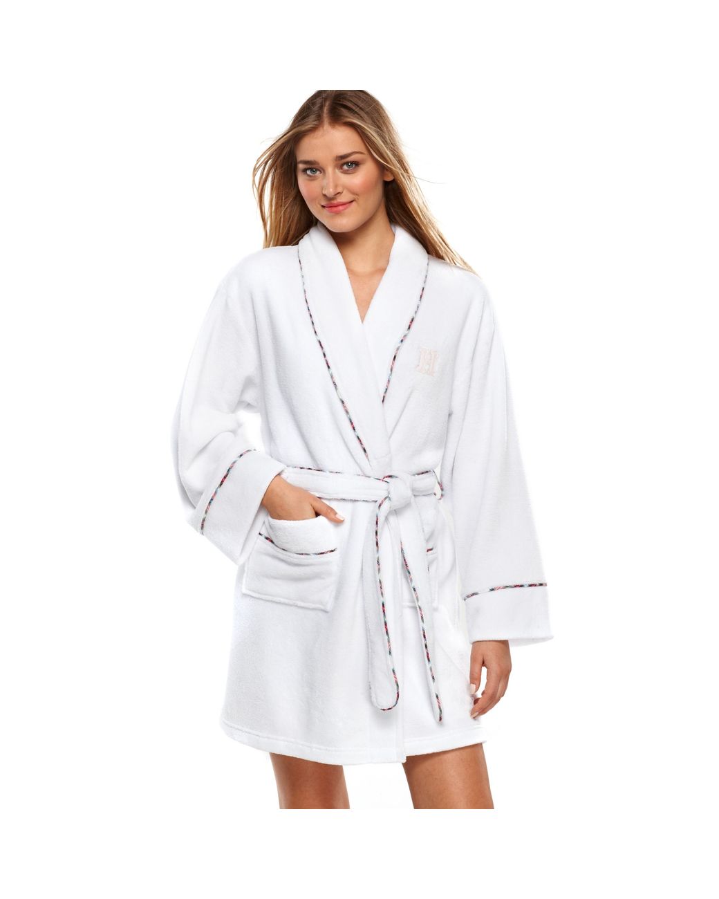 Tommy Hilfiger Super Soft Short Robe in White | Lyst