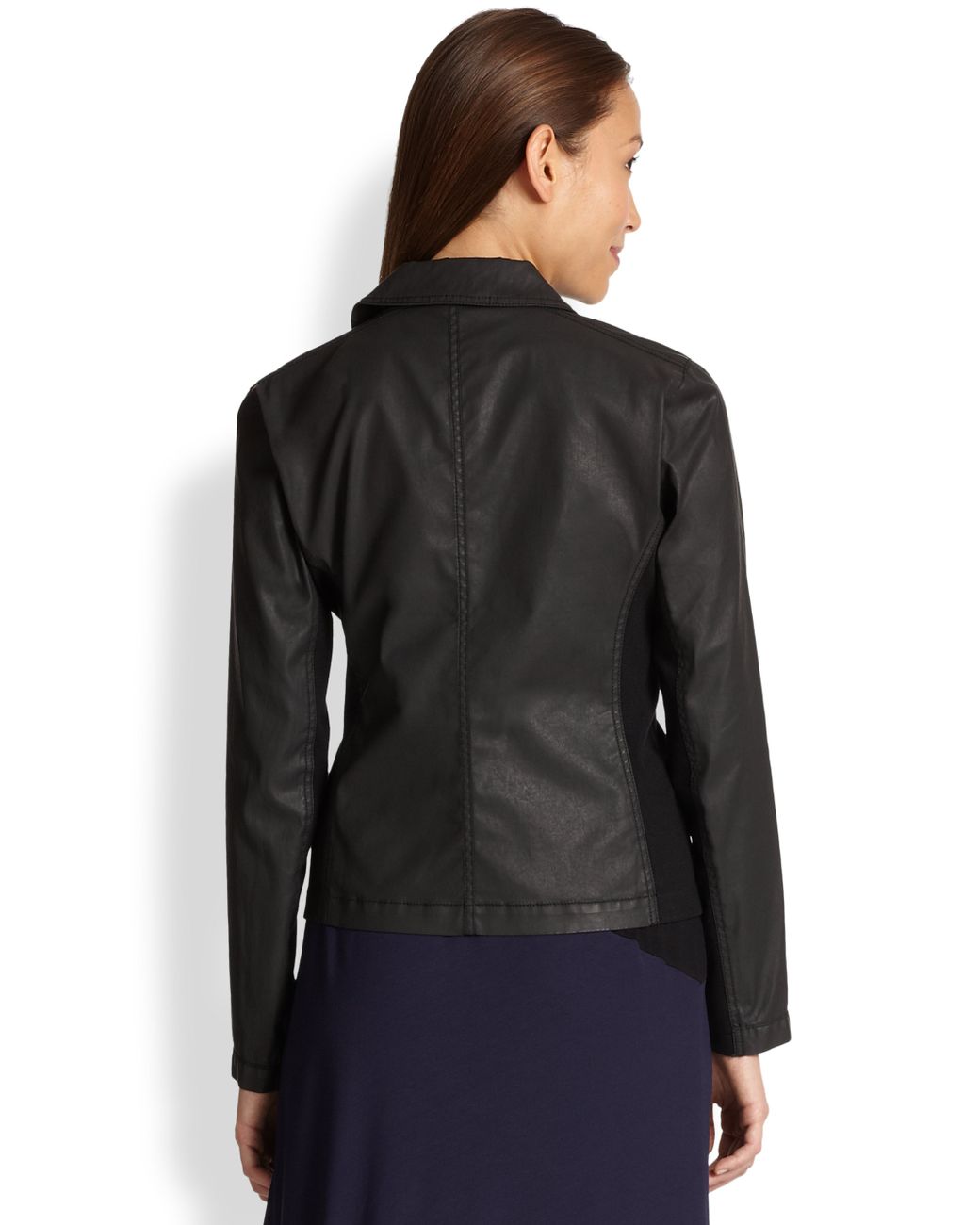 eileen fisher waxed moto jacket