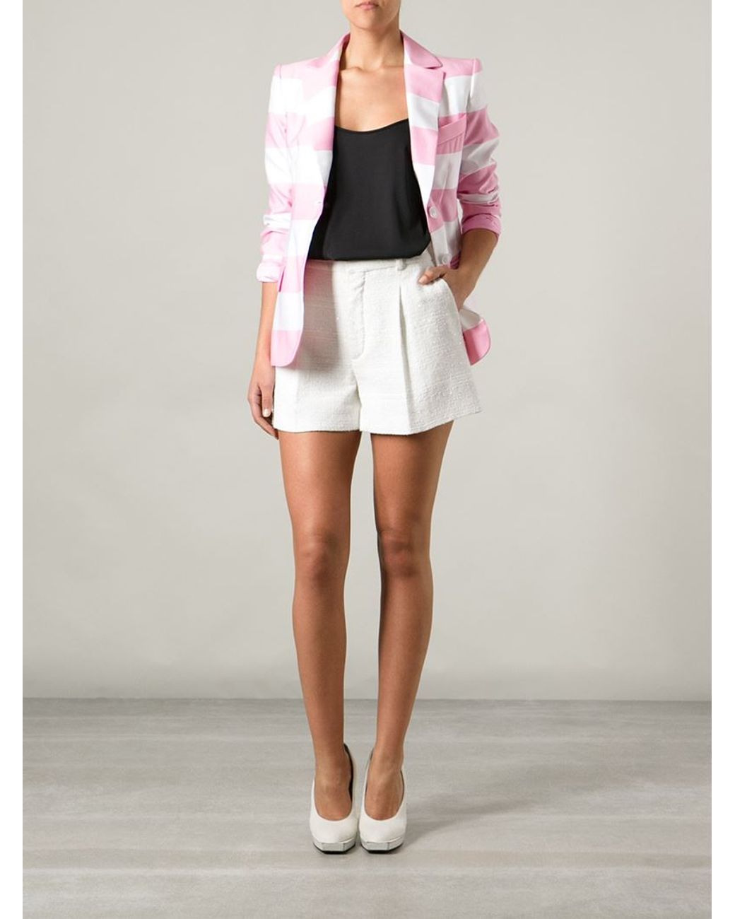 Moschino Striped Blazer in Pink | Lyst