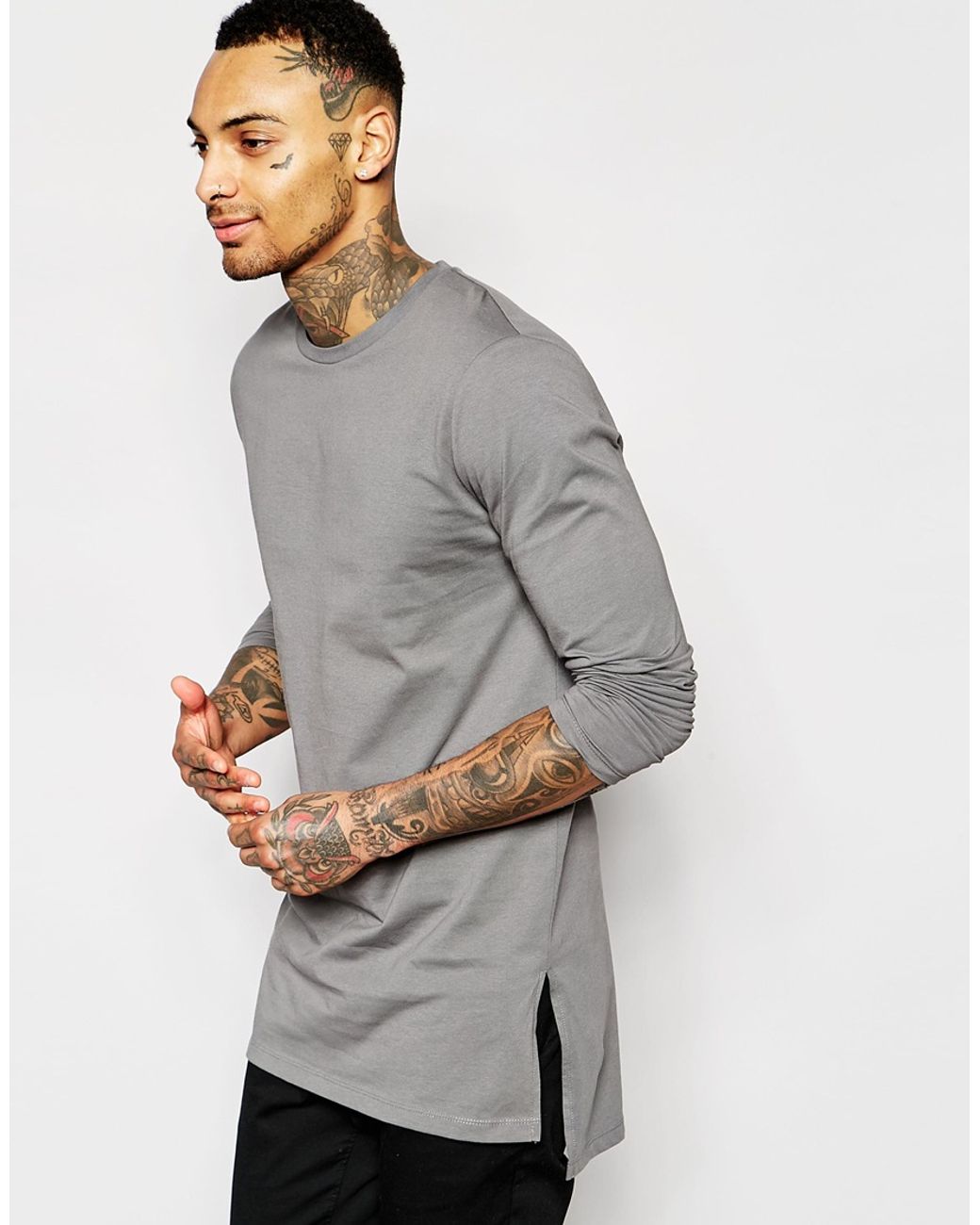 Long sleeve shirt with slits on both sides clearance