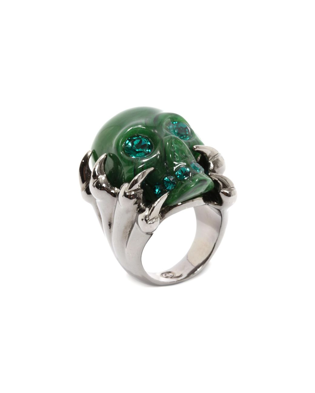 Alexander McQueen Claw Skull Ring in Emerald (Green) | Lyst