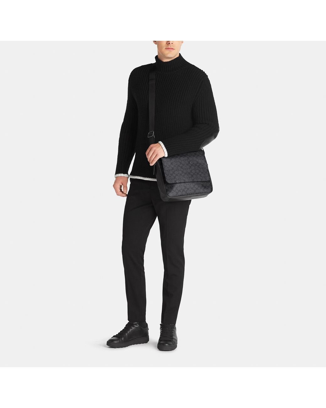 COACH Metropolitan Map Bag In Signature Coated Canvas in Black for