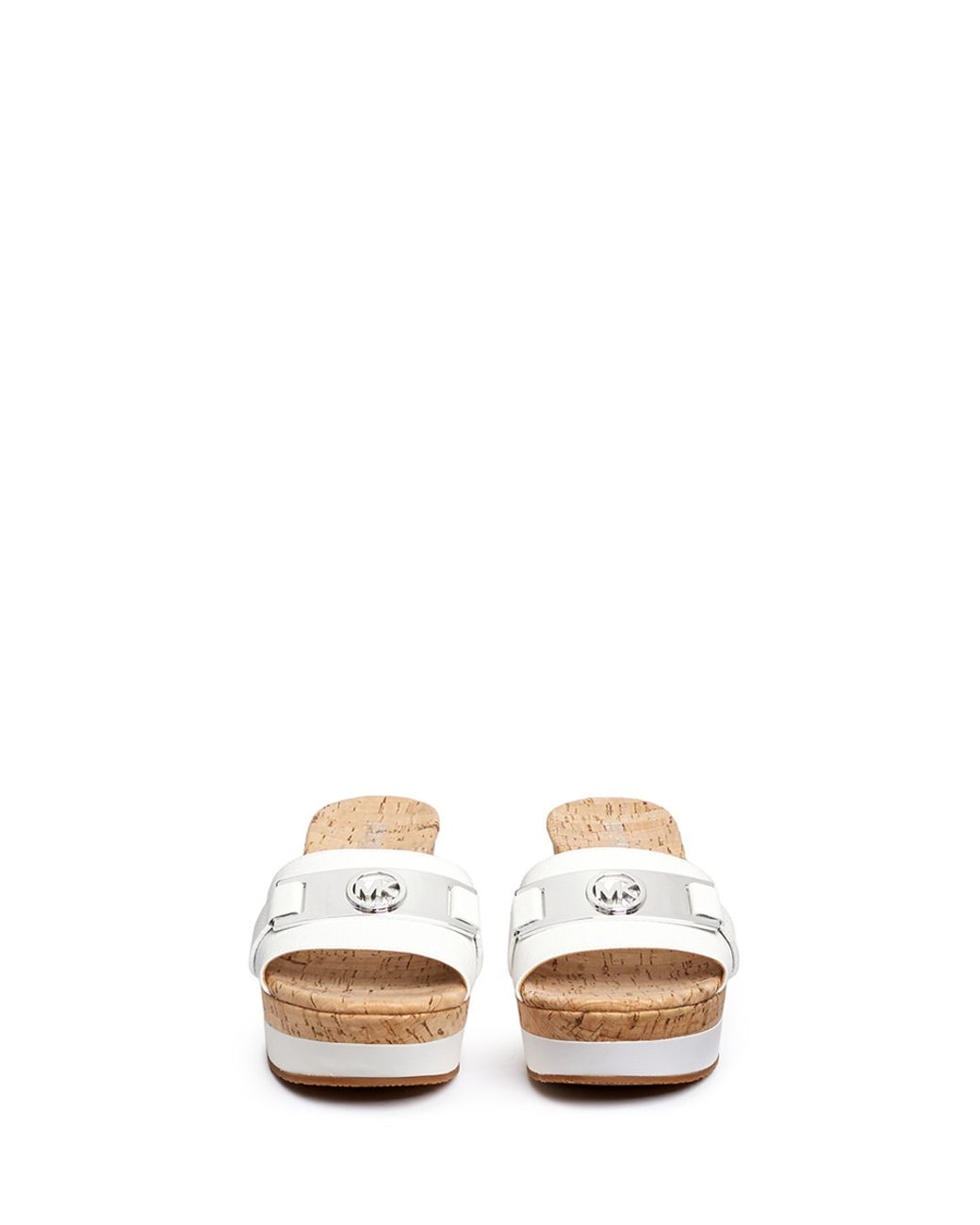 Michael Kors warren Leather Strap Cork Wedge Sandals in White Lyst
