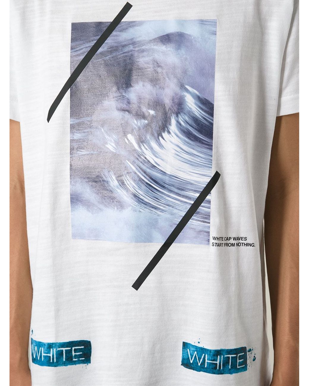 Off-White c/o Virgil Abloh Wave-Print T-Shirt in White for Men | Lyst