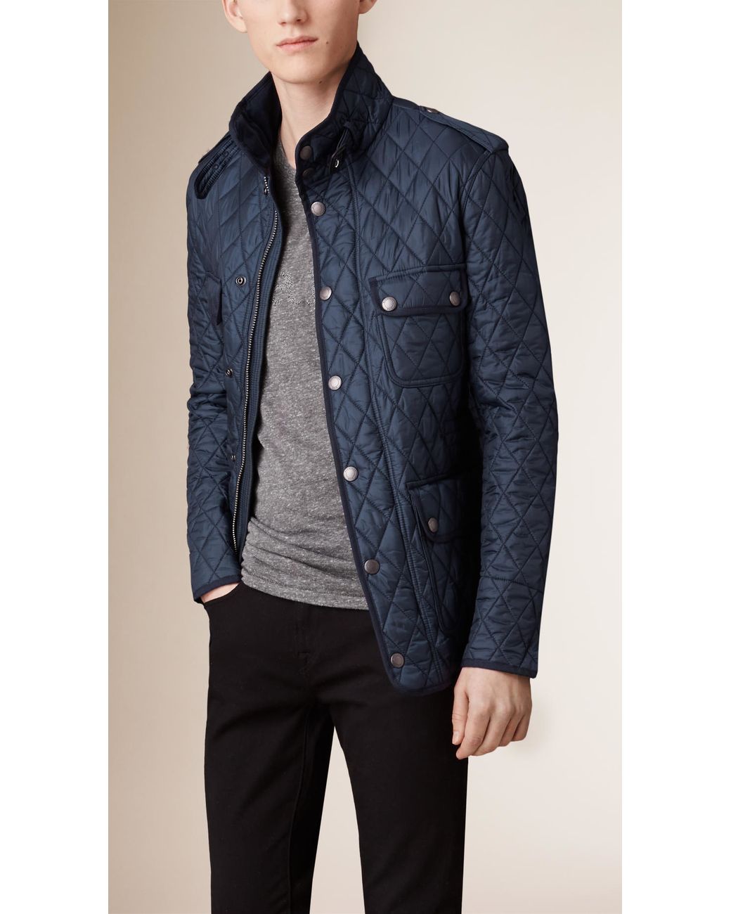Burberry Brit Russel Diamond Quilted Jacket In Black