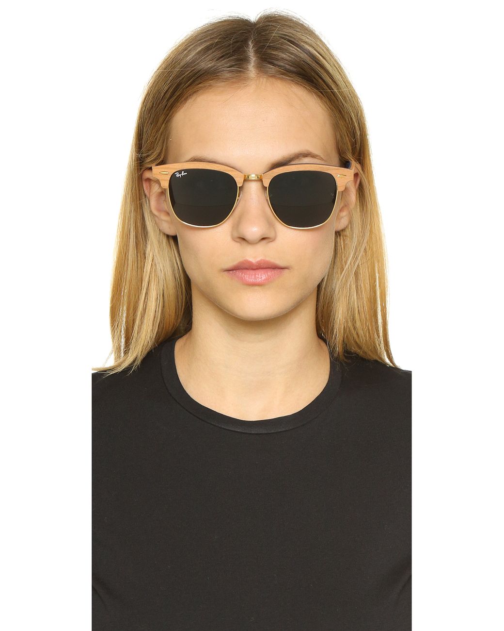 Ray-Ban Clubmaster Wood Sunglasses in Red | Lyst