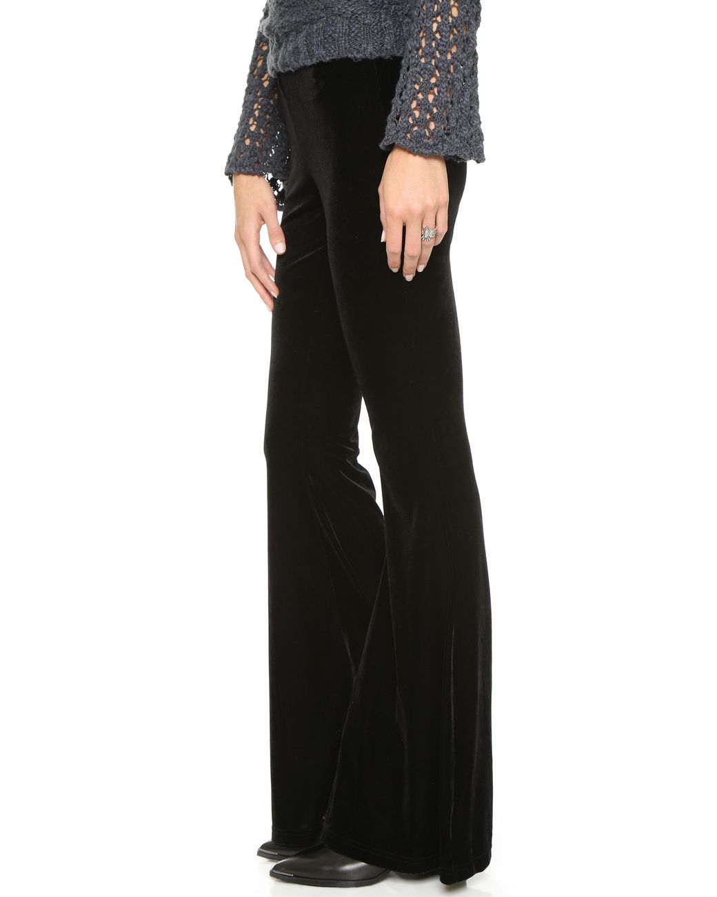 Free People Walk With You Velvet Pant in Black