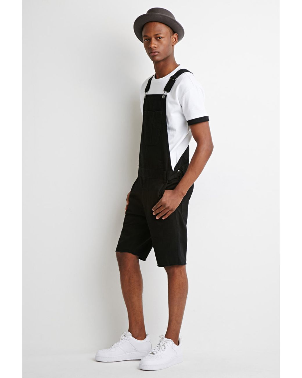 Forever 21 Clean Wash Overall Shorts in 