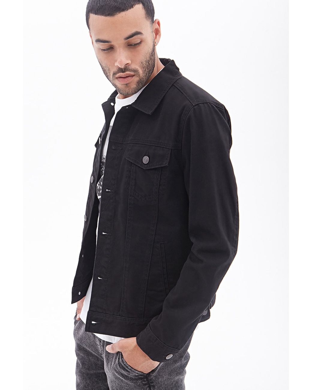 Forever 21 Dark Wash Denim Jacket in 