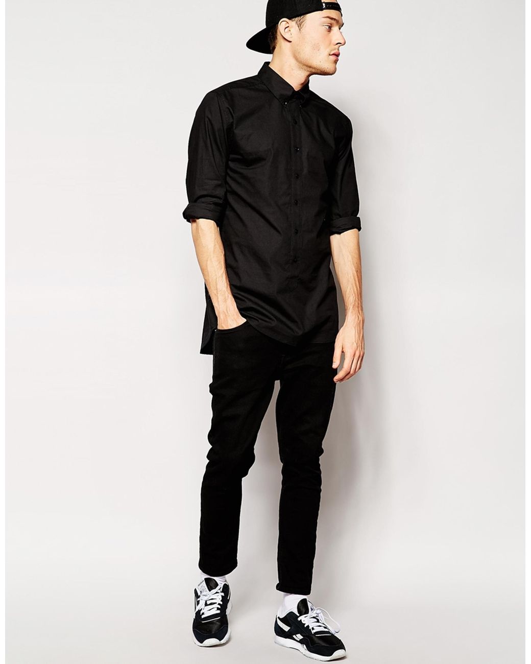 Mens longline button down clearance shirt