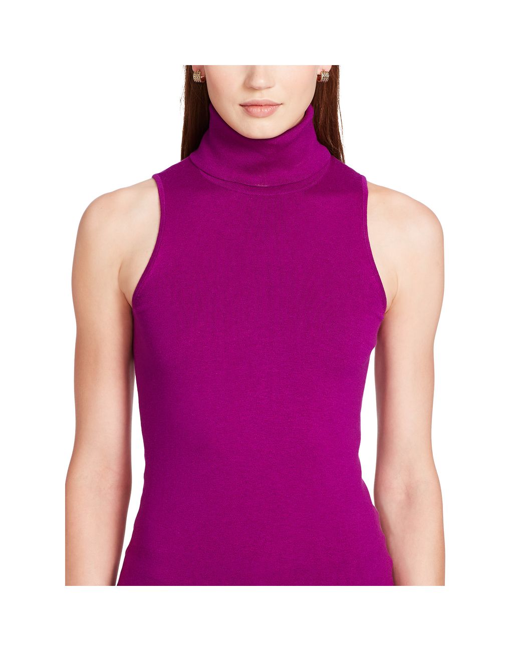 Ralph Lauren Silk Sleeveless Turtleneck in Purple | Lyst